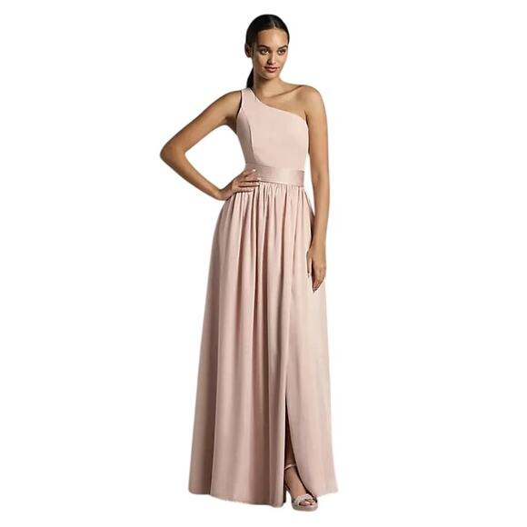 Vera Wang Dresses & Skirts - White By Vera Wang One Shoulder Front Split Maxi Dress Size 18 Blush